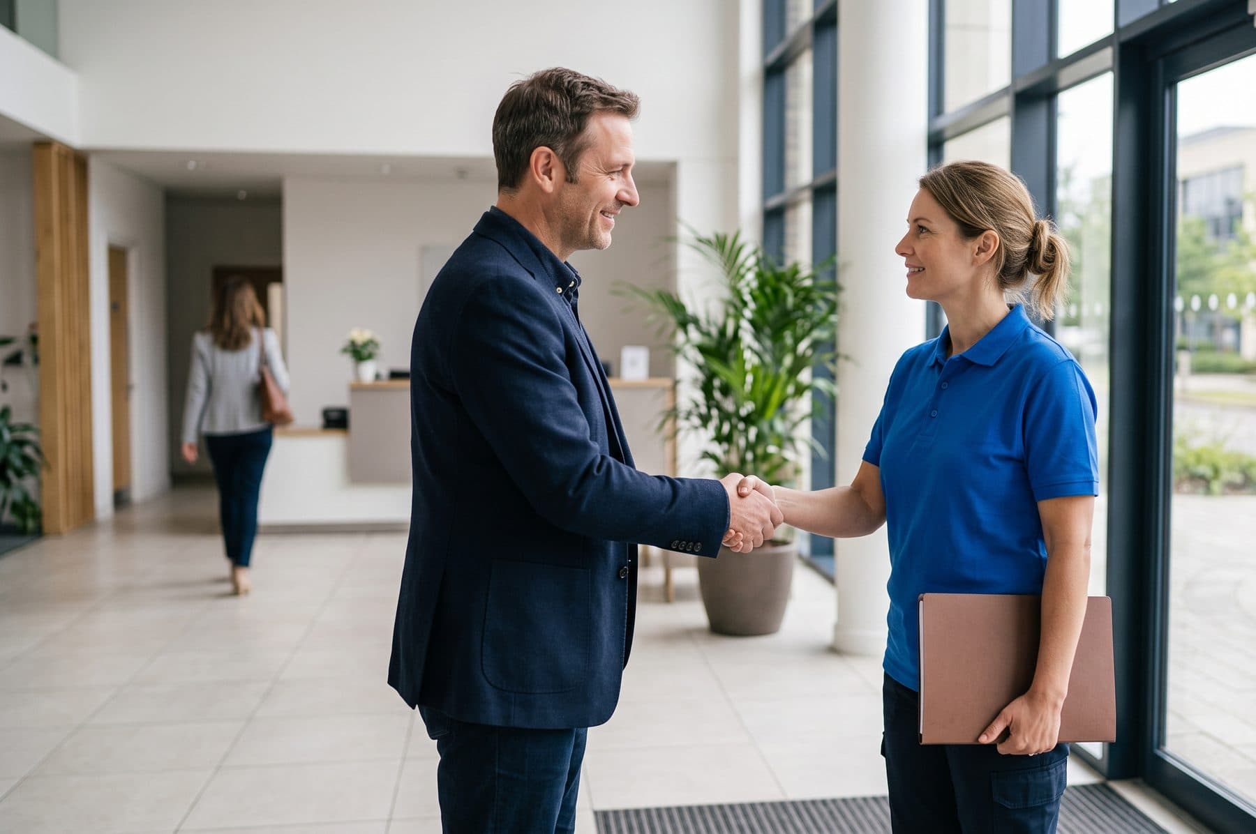 Rencontre entre un gérant d'entreprise et un cleaner vérifié